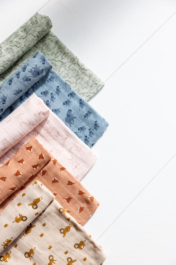 Muslin cloths 3-pack mix | 55x55cm - Fierce Fox